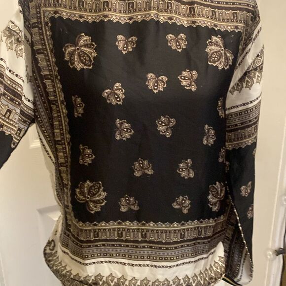 Beulah scarf print long sleeve top, M - Picture 5 of 12